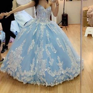 ballgown tulle blue sequence morilee gown